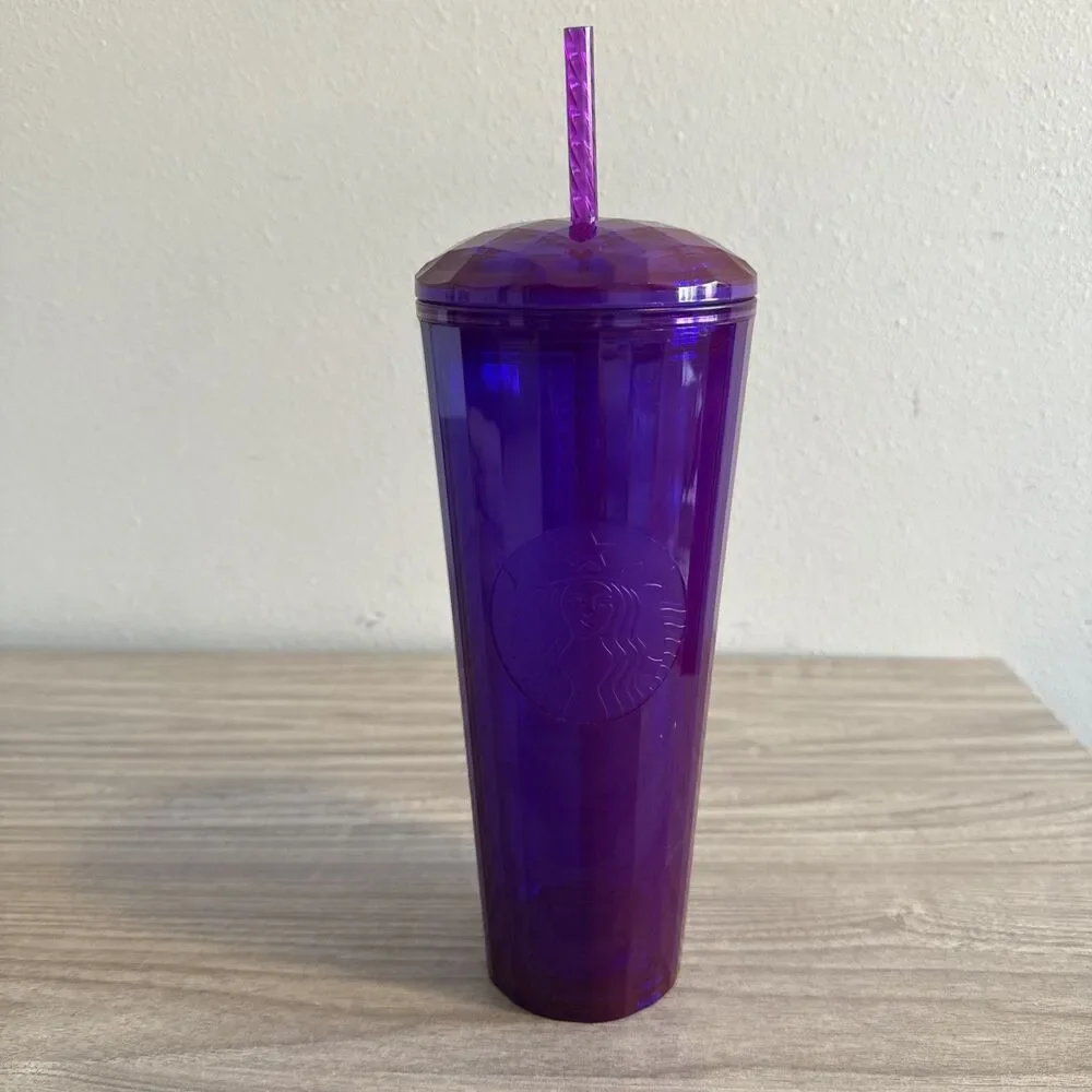 Starbucks 24oz Venti purple kaleidoscope domed lid w/ straw tumbler cup - Picture 1 of 6